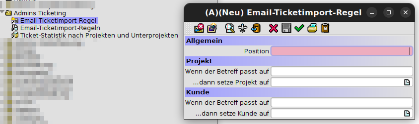 modules emailticketimportregel erstellen